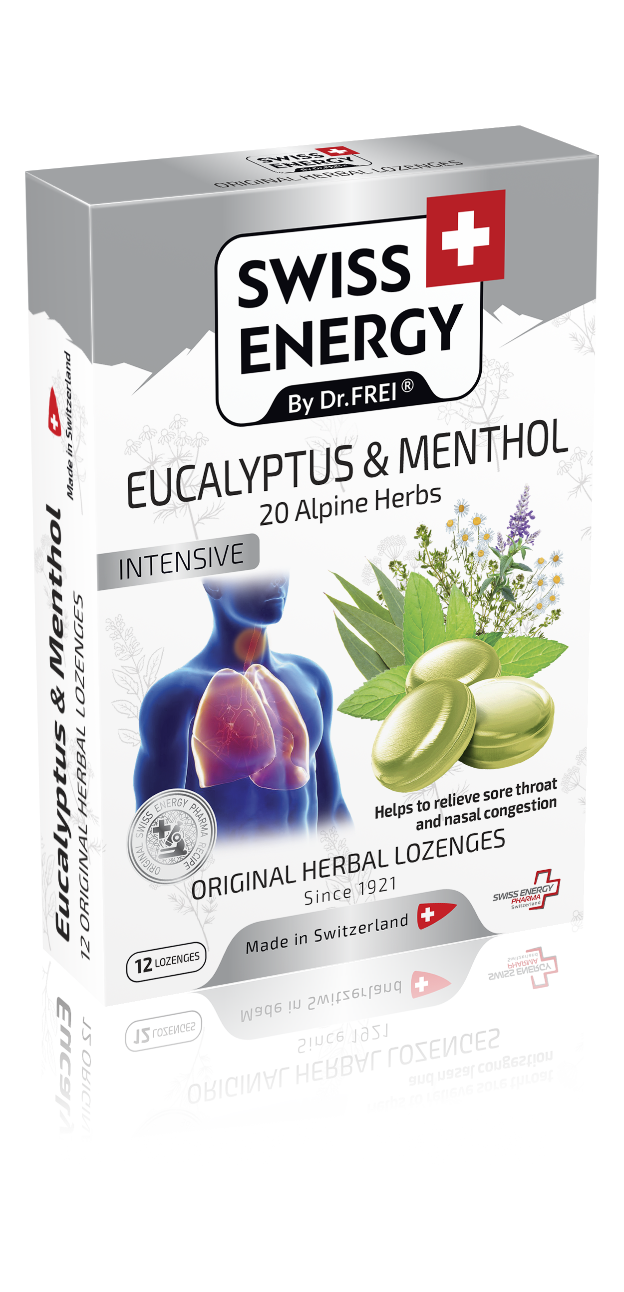 Swiss Energy 20 билки + евкалит и ментол 12 таблетки за смучене