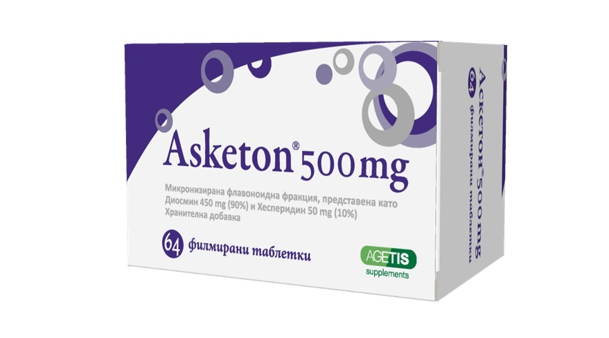 Аскетон таблетки при разширени вени  и хемороиди 500 мг.