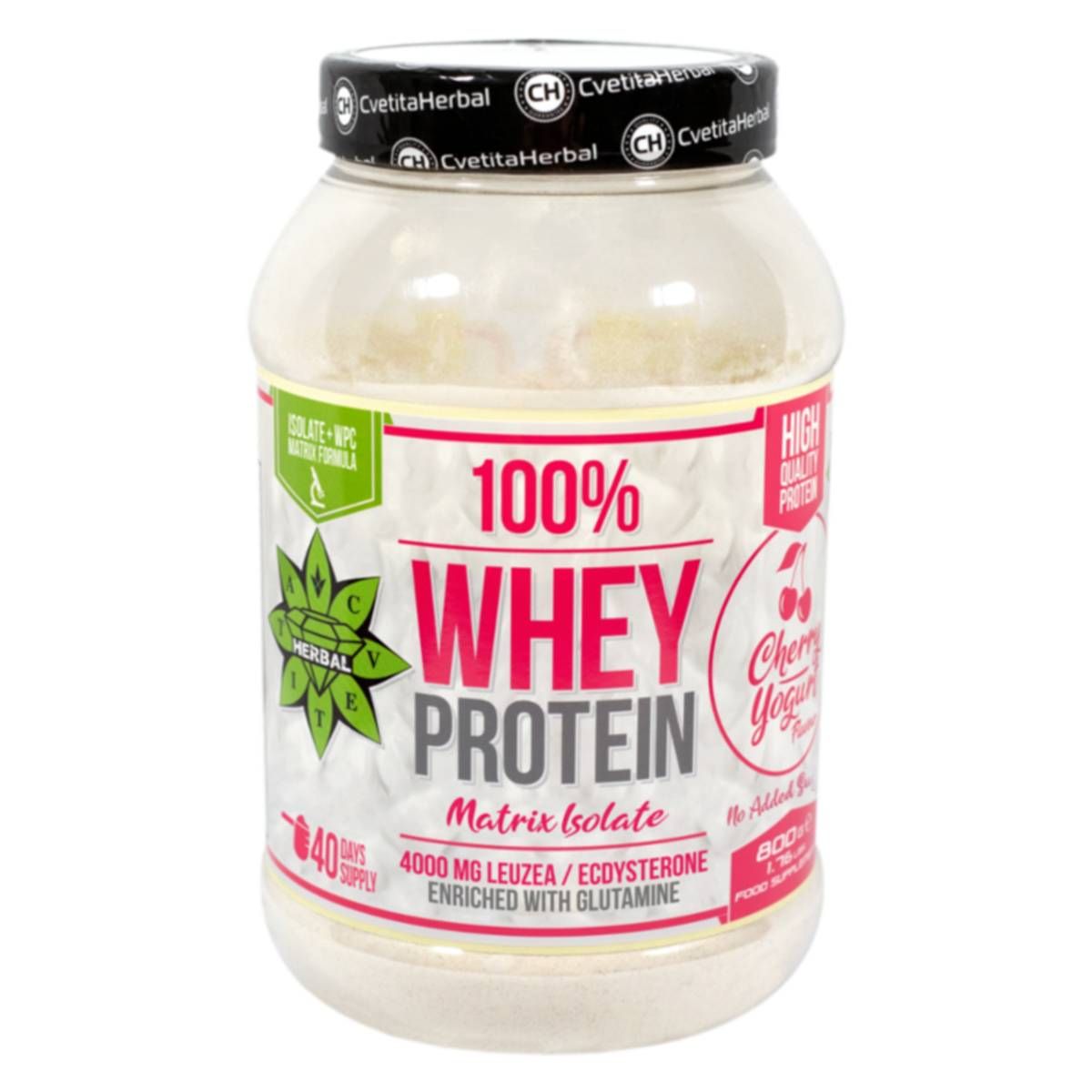 100% Суроватъчен Протеин Изолат Матрица с Левзея - Черешов Йогурт 800гр