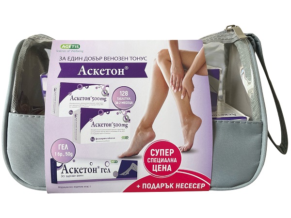 Аскетон Промопакет таблетки х 64 броя 2 оп. + 1 оп. Аскетон гел 50 гр.