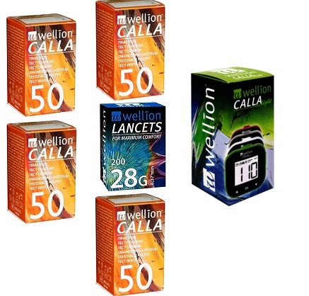 Wellion Calla 200 тест ленти + глюкомер + 50 ланцети Промо пакет