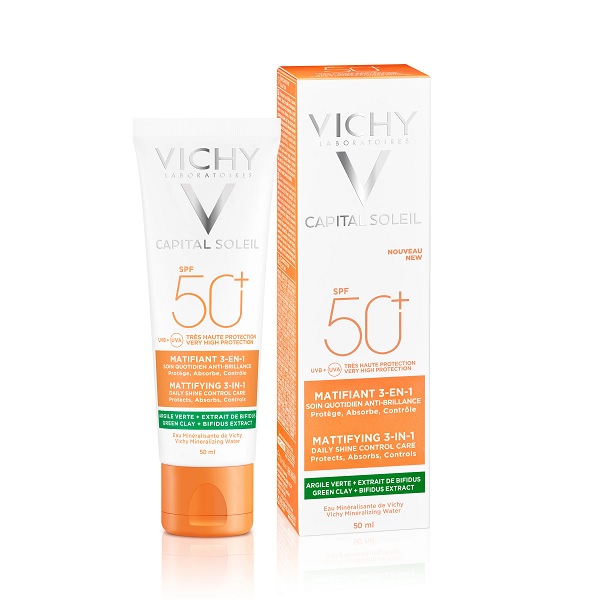 Vichy Capital Soleil Слънцезащитен матиращ и коригиращ крем 3-в-1 SPF50+ 50 мл