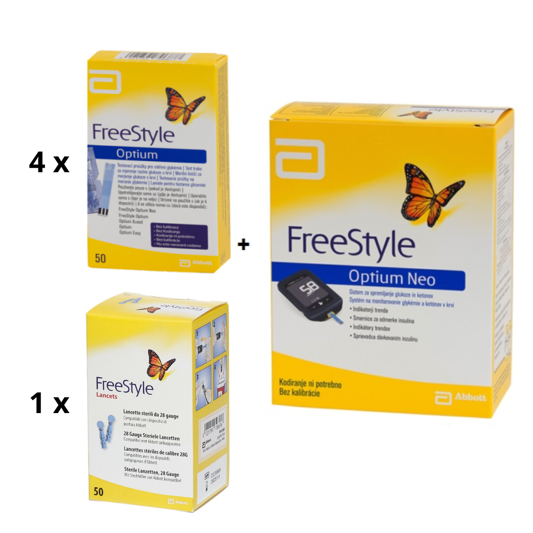 Free Style Optium Neo Глюкомер + 200  тест ленти + 50 ланцети промо пакет