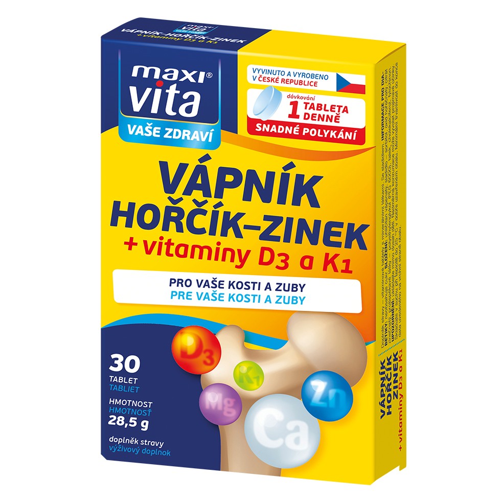 Maxi Vita / Макси Вита Калций + Магнезий + Цинк + Витамин D3 + Витамин К1 х 30 таблетки