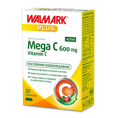 Mega C, 600мг вит С, 30 табл