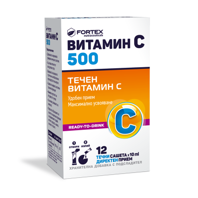 Fortex Витамин С 500, 12 течни сашета