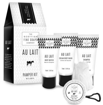 Scottish fine soaps Комплект Au Lait / 4 продукта и гъба за баня