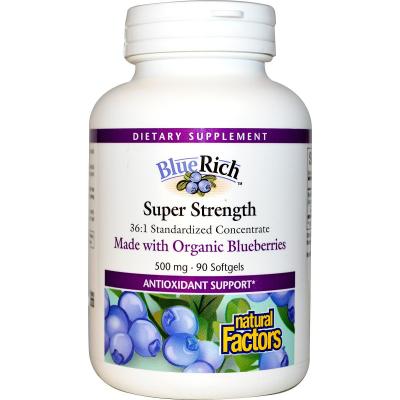 Natural Factors Синя боровинка супер концентрат 500 mg х 180 софтгел капсули