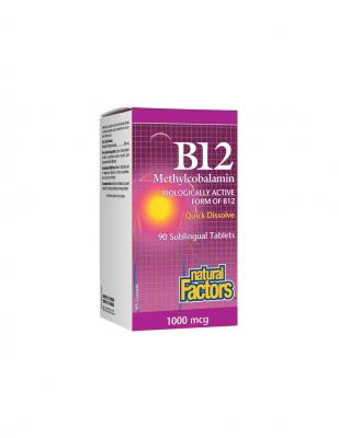 Natural Factors Витамин В12 (метилкобаламин) 1000 mcg x 90 сублингвални таблетки