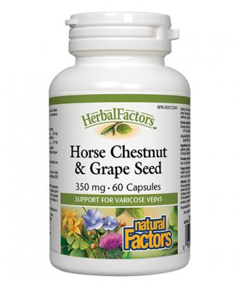 Natural Factors Див Кестен и Гроздово семе х 60 капсули