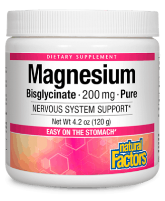 Natural Factors Магнезий бисглицинат 200 mg, 120 g (пудра)