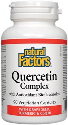 Natural Factors Кверцетин комплекс с Биофлавоноиди + гроздово семе, куркума и коензим Q10 х 90 капсули