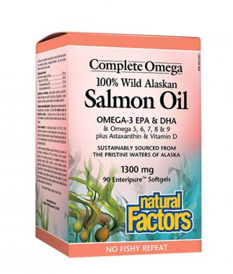 Salmon Oil 100% Wild Alaskan/ Дива сьомга (масло) от Аляска 1300 mg х 90 софтгел капсули