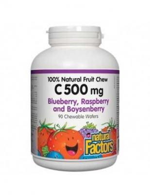 Natural Factors Витамин С 500 mg х 90 дъвчащи таблетки с вкус на горски плодове