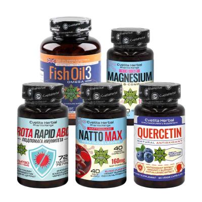 ПРОМО ПАКЕТ 3+2: Rota Rapid ABC + Natto Max + Quercetin + Fish Oil 3 + Magnesium 1-6-12