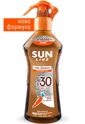 Sun Like Слънцезащитно спрей масло за интензивно бронзиране SPF30 200мл