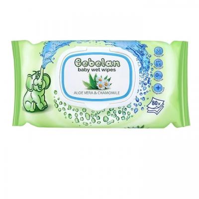 Влажни кърпи с капак Baby Bebelan лайка + алое х 80 броя