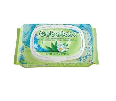 Влажни Кърпи Baby Bebelan лайка + алое с капак x 24 броя