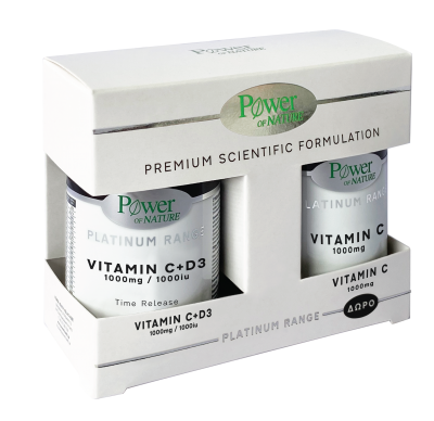 Power of Nature Платинум Vitamin C 1000mg 20 таблетки + Vitamin D3 2000IU 20 таблетки