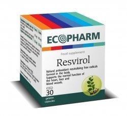 EcoPharm Ресвирол - ресвиратрол 50мг х 30 капсули
