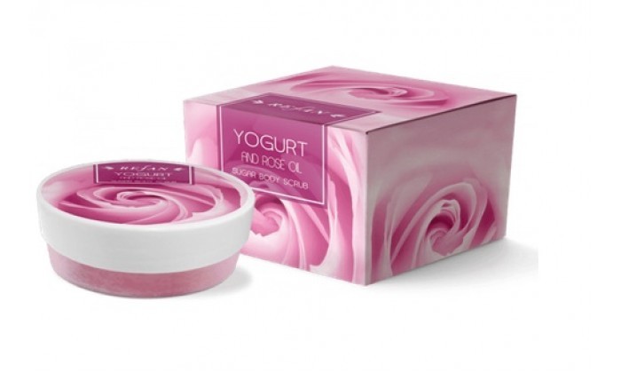 Захарен ексфолиант за тяло с йогурт и розово масло Refan