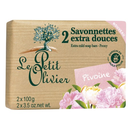 Омекотяващ бар сапун цвят божур 2х100 гр.