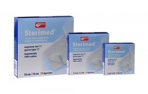 Марлени стерилни компреси 7.5/7.5см.8дипли х 10 броя